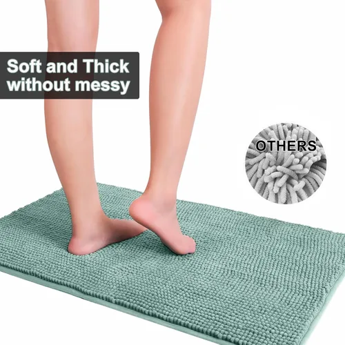 Vista 4 de Urvoix Juegos de Alfombras de Baño de 3 Piezas, Alfombra de Baño de Chenilla Antideslizante - Ultra Suave, Lavable, Tapete de Baño Súper Absorbente