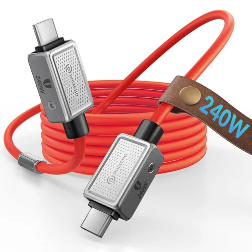 Vista 21 de PHIXERO Cable USB C a USB C de 240 W, aleación de zinc, 20 Gbps, 1.6 pies, negro