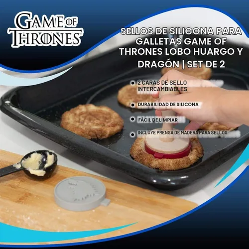 Vista 7 de Game Of Thrones Sellos de silicona para galletas House Stark Dire Wolf & House Targaryen Dragon Emblems Juego intercambiable de 2