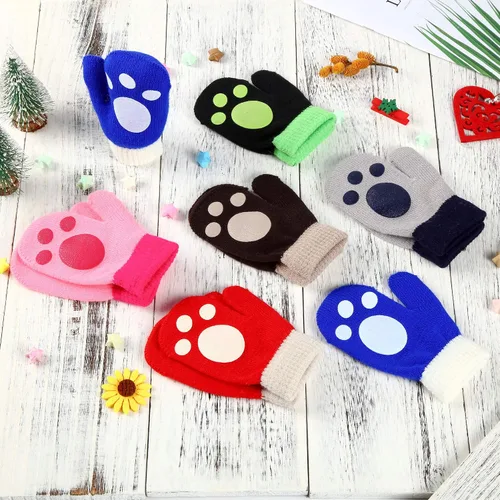 Vista 4 de SATINIOR 12 pares de manoplas elásticas mágicas para niños pequeños, unisex, guantes de punto para Navidad, Multicolorido