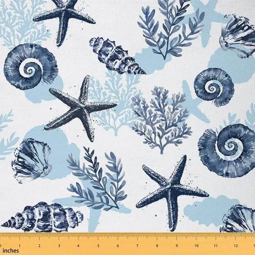 Vista 11 de jejeloiu The Yard, tela de tapicería de concha de mar de playa para sillas, tela decorativa impermeable para exteriores, 1 yarda, turquesa tostado