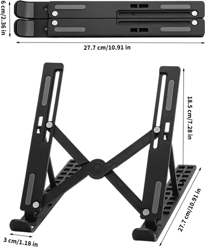 Vista 2 de Soporte ajustable para laptop para escritorio, elevador plegable portátil, soporte ergonómico para computadora compatible con portátiles de 10 a