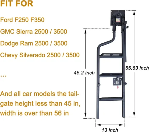 Vista 8 de Escalera universal giratoria para puerta trasera de 45 pulgadas con asa