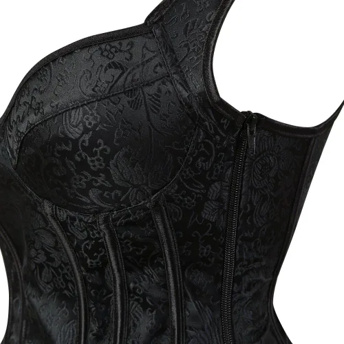 Vista 4 de Zhitunemi - Corsé con tirantes de hombro para mujer, sobre el busto, estilo Jacquard, gótico