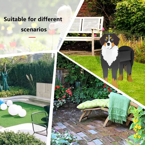 Vista 6 de XOOFMASS Lindas macetas de perro para plantas al aire libre, macetas de madera para perros, macetas en forma de perro, macetas para suculentas