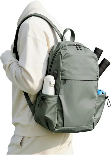 Vista 12 de SEAFEW Small Beige Sling Backpack Travel Hiking Daypack, Crossbody Sling Bag with USB Charging Port for Men Women 3 Layer Pockets One Shoulder Bag