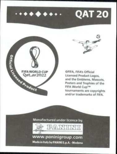 Vista 2 de Adhesivo de fútbol de la Copa Mundial Panini 2022 #QAT20 Mohammed Muntari Qatar Group A oficial de Qatar WC Album Sticker en crudo (NM o mejor)