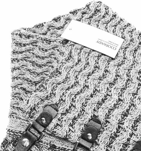 Vista 4 de COOFANDY Suéter de punto de cuello alto para hombre, manga larga, ajustado, cuello de chal, sin botones