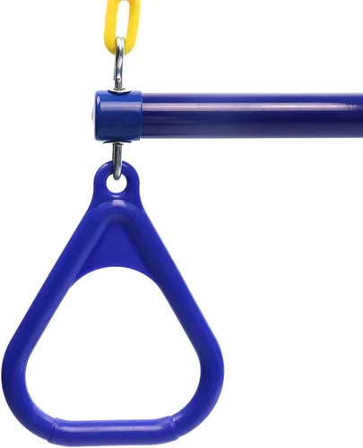 Vista 7 de Anillos de barra de columpio de trapecio de 18 pulgadas de 48 pulgadas, cadenas recubiertas de plástico resistente, juego de columpios, accesorios