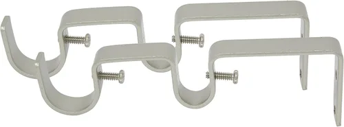 Vista 3 de Soporte doble para barra de cortina, diseñado para barra delantera de 1 pulgada y barra trasera de 5/8 pulgadas, negro, juego de 2