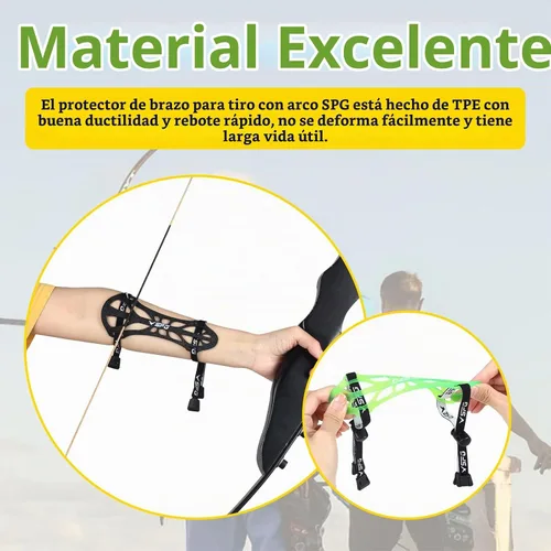 Vista 4 de SPG Protector de brazo de tiro con arco, ajustable, profesional, protector de antebrazo, para adultos, jóvenes, hombres, mujeres, competición, tiro