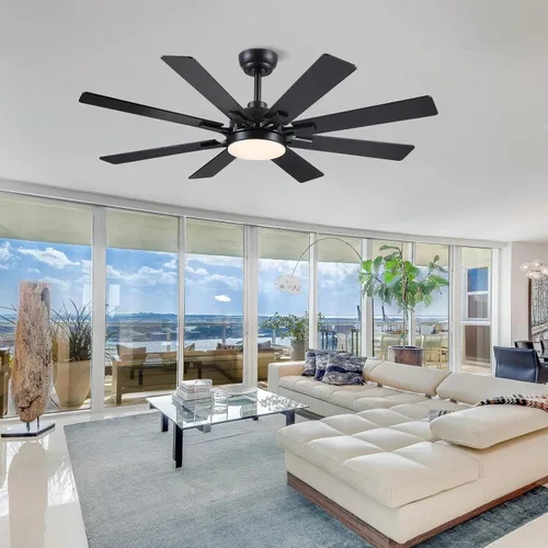Vista 7 de Kviflon - Ventiladores de techo de 52 pulgadas con luces y control remoto/APP, ventilador de techo moderno para dormitorio, sala de estar, patio
