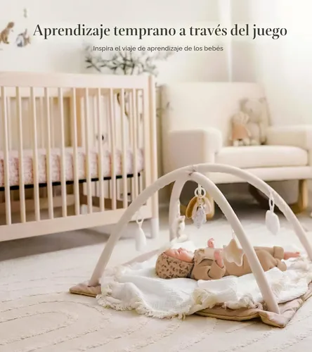 Vista 5 de Mallify - Tapete lavable para el tiempo boca abajo, gimnasio de juegos para bebés con 6 juguetes destacados y 12 tarjetas de hitos, gimnasio
