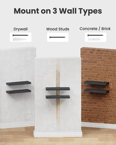 Vista 9 de AMADA HOMEFURNISHING Estantes flotantes montados en la pared, estantes de pared de 15 x 7 pulgadas para baño, dormitorio, sala de estar, estantes