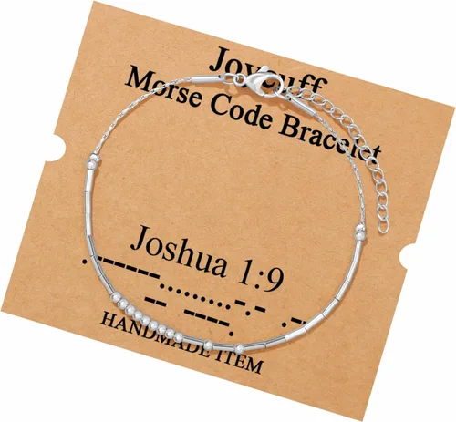 Vista 31 de JoycuFF Pulseras inspiradoras de código morse para mujeres, cuentas de plata, joyería con mantra de motivación, regalos para ella