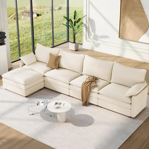 Vista 56 de Vesgantti Sofá modular de 108 pulgadas, cómodo sofá de nube con asiento profundo otomano movible, sofá modular en forma de L, sofás seccionales