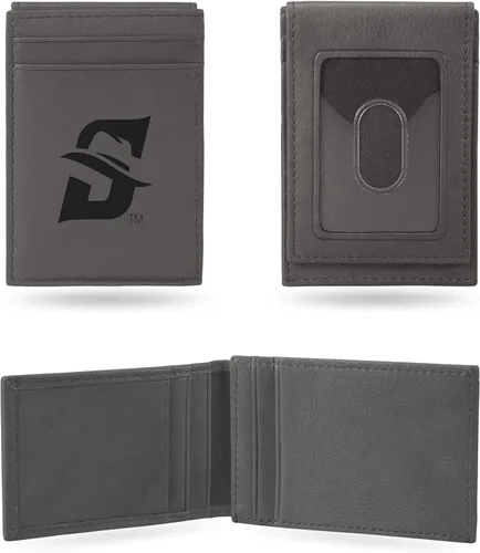 Vista 106 de Rico Industries NCAA - Cartera de bolsillo frontal grabada con láser gris, compacta, cómoda, delgada