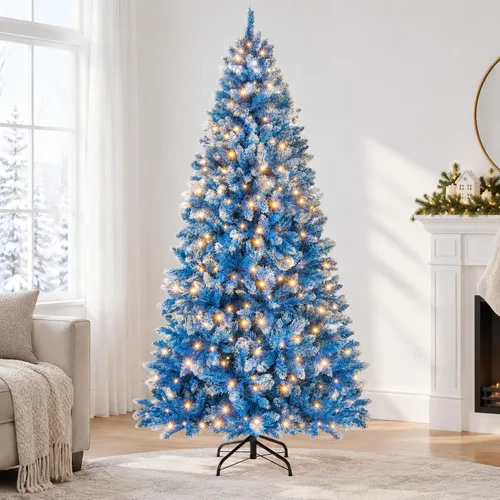 Vista 11 de Árbol de Navidad artificial preiluminado de 8 pies con 420 luces LED