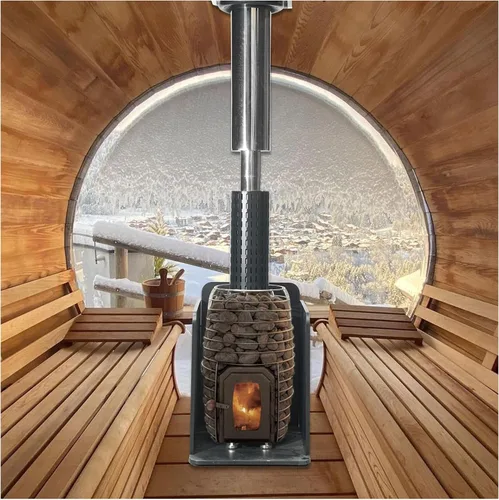 Vista 19 de Smartmak Sauna de vapor de barril al aire libre personalizada, 2-10 personas de cicuta canadiense/cedro rojo tradicional sala de sauna de madera