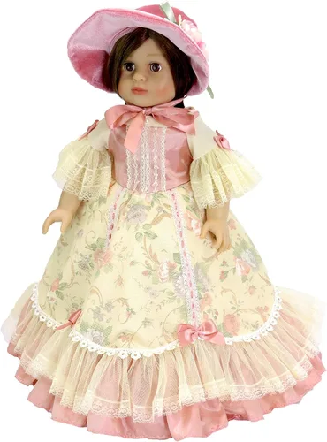 Vista 2 de American Fashion World Conjunto de vestido colonial azul para muñecas de 14 pulgadas Sombrero incluido Calidad premium y diseño moderno Moda