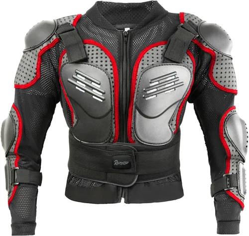 Vista 8 de Reomoto Chaqueta de motocicleta para niños, equipo de motocross, chaqueta de armadura de cuerpo completo para ciclismo, MTB, ATV, patinaje, esquí