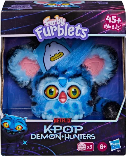 Vista 2 de KPop Demon Hunters Furby Furblets Derpy Tiger, juguete electrónico coleccionable de 3 pulgadas