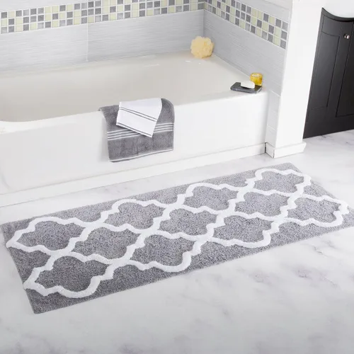 Vista 9 de Bedford Home Tapete de baño con enrejado 100% algodón, 24 x 60 pulgadas, color hueso