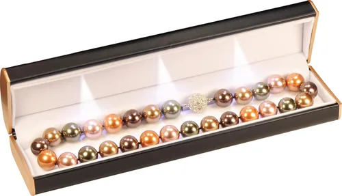 Vista 5 de Caja de pulsera negra con tres luces LED para cumpleaños, día de San Valentín, día de la madre, día del padre, Navidad... pulsera LED de lujo