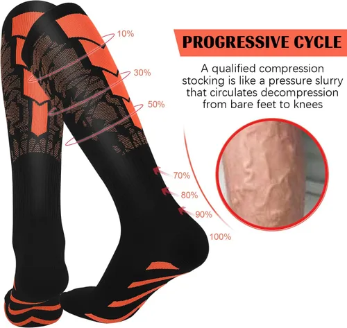 Vista 4 de Calcetines de compresión médicos graduados para mujeres y hombres 20-30 mmhg calcetines altos hasta la rodilla