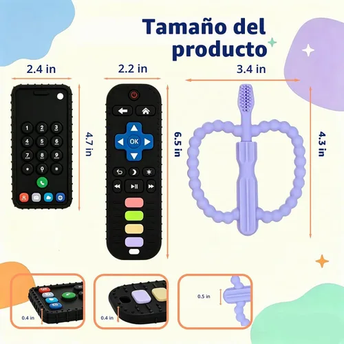 Vista 2 de ZOEDO Juguetes de Dentición para Bebés, Juguetes de Dentición en Forma de Control Remoto, Mordedor de Celular para Bebés, Juguete para Morder