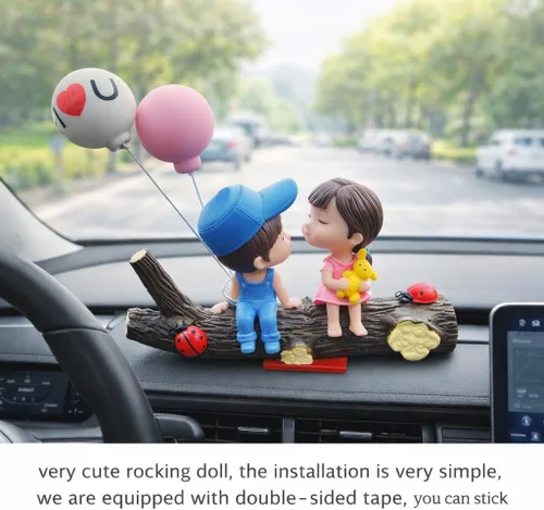 Vista 4 de Keenso Adorno lindo para tablero de instrumentos de automóvil, adorable pareja, besando, niño y niña, adorno para decoración interior de automóvil