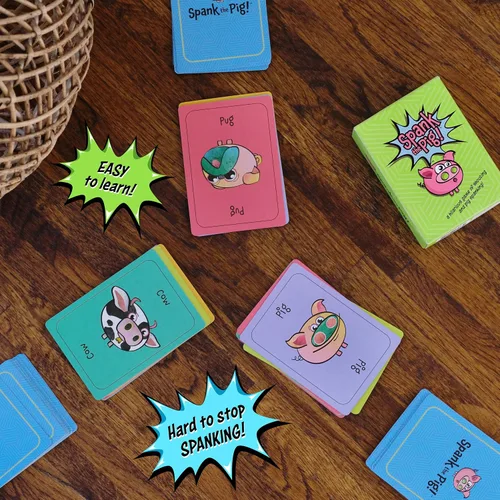 Vista 3 de Spank The Pig! - Divertido y divertido juego de cartas familiar para niños, adolescentes y adultos, divertidos juegos de ritmo rápido para 2 a 7