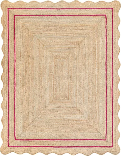 Vista 13 de Alfombra de yute natural ondulada con borde festoneado de Weaving Village, alfombra bohemia de yute para entrada, alfombra de pasillo estilo granja