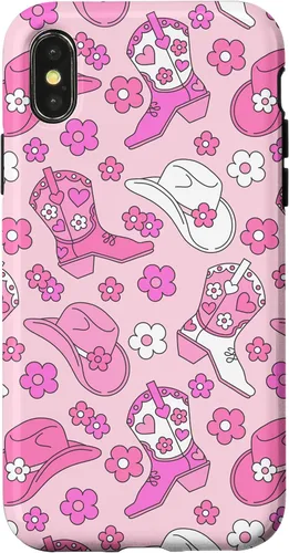 Vista 5 de iPhone 16 Pink Cowgirl Aesthetic Cowboy Boots Cowboy Hat Western Cute Case