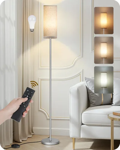 Vista 31 de Paquete de 2 lámparas de pie rosas regulables para sala de estar con 2 controles remotos e interruptor de pie, lámpara de pie de esquina, lámpara