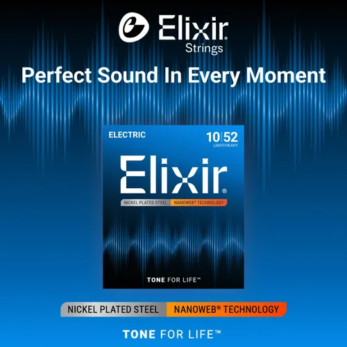 Vista 3 de Elixir Strings - Cuerdas de guitarra eléctrica de acero niquelado con revestimiento NANOWEB - Cuerdas de guitarra eléctrica Elixir - Ligeras/Pesadas