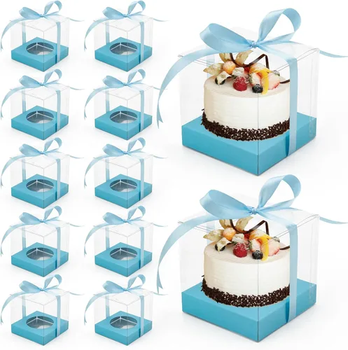 Vista 16 de 12 cajas transparentes para cupcakes de 3.5 pulgadas (negro)