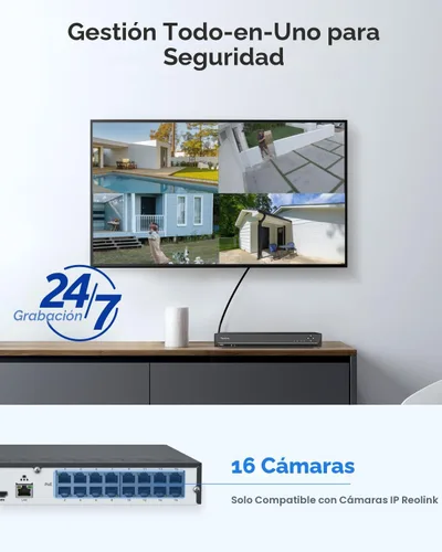 Vista 4 de REOLINK Sistema de seguridad PoE del grabador de vídeo de la red de RLN16
