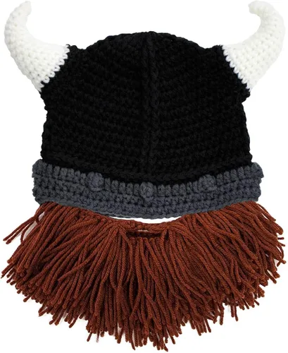Vista 3 de Beard Head Viking Looter - Casco de punto hecho a mano original y barba negra extraíble