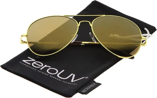 Vista 2 de Classic Metal Frame Spring Hinges Color Mirror Lens Aviator Sunglasses 56mm