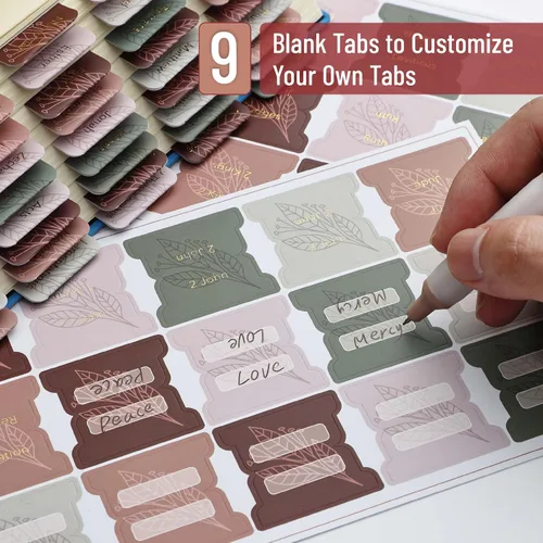 Vista 3 de Mr. Pen - Pestañas de la Biblia, 75 pestañas, tierra otoñal, letras doradas en relieve Laminated Bible Tabs for Women and Men, Bible Tabs for