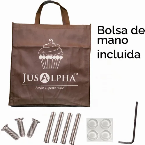 Vista 5 de Jusalpha, soporte de acrílico para pastel, cuadrado y resistente, con 4 niveles, torre para exhibir postres, Transparente Soporte de postre de 18