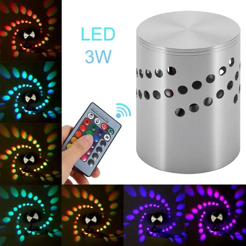 Vista 2 de Lámpara de pared LED en espiral, 3W colorido RGB espiral agujero lámpara de pared de aluminio LED lámpara de pared iluminación interior para bar KTV