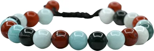 Vista 16 de Amazing Gemstone Pulsera de control de ira – Howlita Amazonita Lava Juego de pulseras para hombres y mujeres, curativa, calmante, ansiedad, alivio