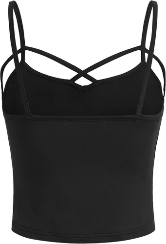 Vista 2 de SweatyRocks - Playera sin mangas para mujer, corta, con tiras finas entrecruzadas, camisola, musculosa