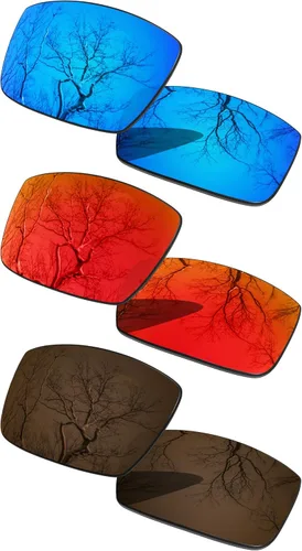 Vista 15 de 3 Pair Polarized Replacement Lenses for Oakley Gascan OO9014 Pack Cromo negro y plateado y oro de 24 quilates