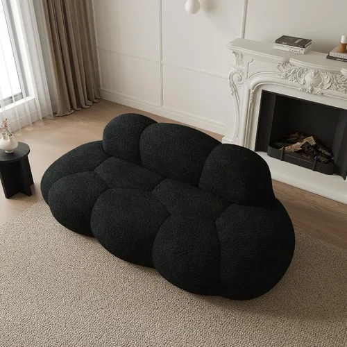 Vista 3 de JACH Sofá de nube de 3 plazas para sala de estar, moderno sofá tapizado de sherpa, sofá de ocio minimalista, cómodo sofá nube para apartamento