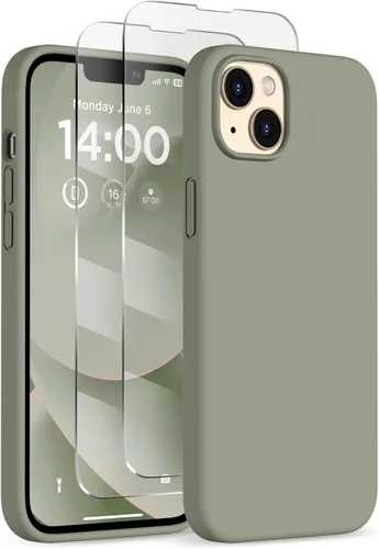 Vista 30 de Funda de silicona diseñada para iPhone 14 Plus, con 2 protectores de pantalla, funda protectora de cuerpo completo a prueba de golpes, funda delgada