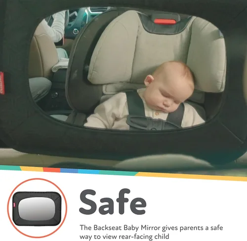 Vista 3 de Nuby Espejo de bebé para asiento trasero con correas totalmente ajustables, resistente a los golpes, se instala en segundos, color negro
