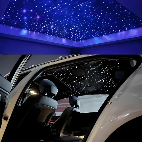Vista 6 de AKEPO Kit de Luces de Fibra Óptica Twinkle Meteor APP de Tamaño Pequeño 16W, Estrella Fugaz+RGBW Activado por Música 550pcs 0.03in/0.75mm 9.8ft/3m